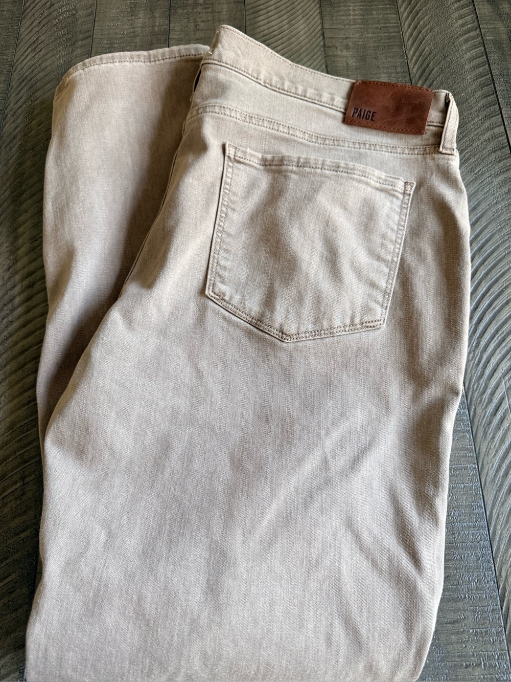 PAIGE Federal Men’s Slim Straight Jeans Beige/Tan Stretch Denim 38x29